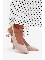 Textilné sandále na podpätku Beige Delessa Textilné sandále na podpätku Beige Delessa