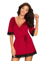 Elegantný župan Sensuelia peignoir red - Obsessive
