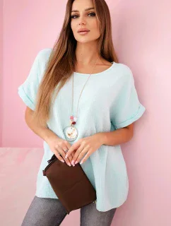 Mušelínová blúzka s náhrdelníkom mätová