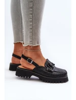Sandały Damskie Na Płaskim Obcasie Z Ozdobą Czarne D&A MR38-656