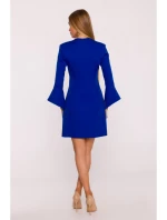 M876 Šaty so širokými manžetami - kráľovská modrá