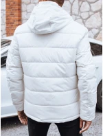 Pánska prešívaná zimná bunda s kapucňou biela FashionStreet TX5056