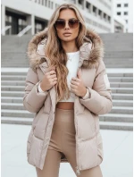 Dámska prešívaná zimná bunda s kapucňou béžová FashionStreet TY5506 Dámska prešívaná zimná bunda s kapucňou béžová FashionStreet TY5506