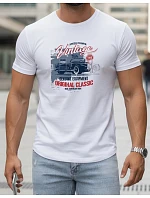 Pánske bavlnené tričko s potlačou VINTAGE CAR FashionStreet white NX5082R Pánske bavlnené tričko s potlačou VINTAGE CAR FashionStreet white NX5082R