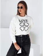 Dámsky vyšívaný sveter Love CLOVER white FashionStreet MY2337