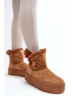 Damskie Śniegowce Na Platformie Z Futerkiem Camel Wikasem