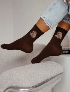 Dámské bavlněné ponožky Sedící kapybara čokoládové