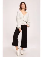 Dámsky sveter s gombíkmi svetlo šedý BK067 - BEwear