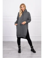 Zateplená mikina s bočnými rázporkami grafitová