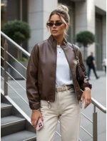 Dámska kožená bunda bomber hnedá FashionStreet TY5596