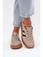 Zamszowe Sneakersy Damskie Na Platformie Beżowe Elivienne