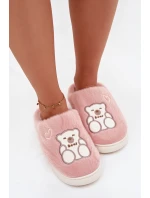 Kožešinové pantofle s medvědem růžové Noralie