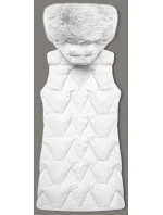 Dámska bunda bez rukávov s kožušinou na kapucni J Style white (16M9172-281) Dámska bunda bez rukávov s kožušinou na kapucni J Style white (16M9172-281)