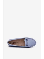 Płaskie Skórzane Mokasyny Z Ozdobą S.Barski LR51-547 Niebieskie