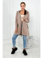 Dámska dlhšia mikina s ozdobnou stuhou 9320 Beige - K-Fashion