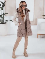 Dámska zateplená prešívaná vesta latte FashionStreet TY5104 Dámska zateplená prešívaná vesta latte FashionStreet TY5104