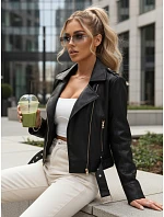 Dámska bunda z ekokože so zipsom ramones black FashionStreet TY5648 Dámska bunda z ekokože so zipsom ramones black FashionStreet TY5648