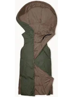 Béžová a khaki dlhá dámska obojstranná vesta (B8159-12)