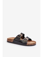 Klapki Damskie Z Klamrami Czarne Fronila