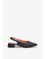 Plecione Sandały Damskie Na Delikatnym Obcasie Czarne Jorela