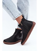 Dámske kožené poltopánky typu barefoot na zips, čierne, Altie