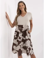 Dámske šaty DHJ SK 253701.80 Béžová s hnedou - FPrise