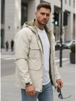 Pánska prechodná bunda s kapucňou biela FashionStreet TX5134 Pánska prechodná bunda s kapucňou biela FashionStreet TX5134