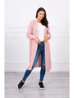 Sveter dlhý kardigan púdrovo ružový