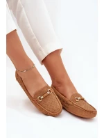 Mokasyny Damskie Ażurowe Z Ozdobą Camel Kaydance