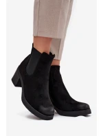 Botki Sztyblety Damskie Na Obcasie Ocieplane Czarne Zelia