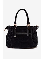 Kožená kabelka z ekologického semiše černá Vessia