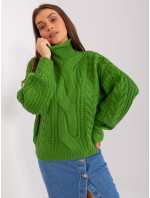 Zelený oversize sveter s dlhým rukávom