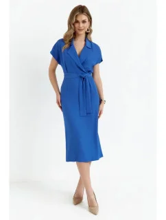 Košeľové šaty s opaskom S363 modré - Stylove
