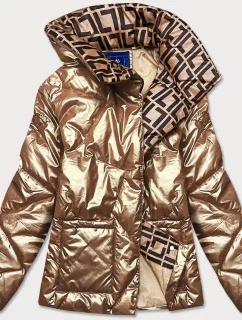 Zlatá dámska bunda s leskom (OMDL-023)