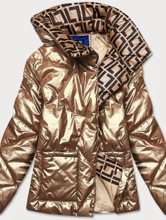 Zlatá dámska bunda s leskom (OMDL-023)