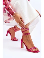 Eleganckie Wiązane Sandały Z Dżetami Fuksja Nessy