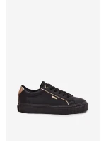 Damskie Sneakersy Z Eko Skóry Big Star SS274025 Czarno-Złote