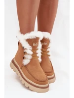 Dámske zimné topánky z prírodného semišu Lee Cooper LCJ-25-01-3738 Camel