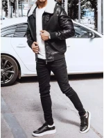 Pánska kožená bunda čierna FashionStreet TX4233
