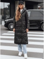 Dámska zimná dlhá prešívaná bunda s kapucňou čierna FashionStreet TY5482