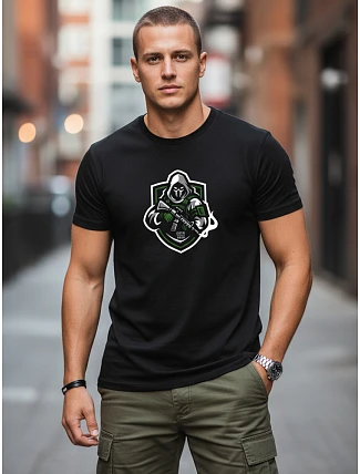 Pánske streetwear tričko s potlačou čierne FashionStreet NX088R Pánske streetwear tričko s potlačou čierne FashionStreet NX088R