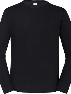 Fruit of the Loom Iconic 195 LSL Pánske tričko z hrubej bavlny s dlhým rukávom 16.1360 čierne