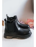 Dziecięce Skórzane Ocieplane Botki Czarne Porky