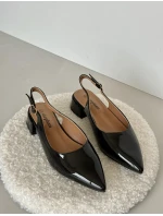 Lakierowane Baleriny Na Niskim Obcasie Z Noskami W Szpic Czarne Anarinne