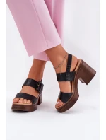 Sandały Damskie Na Masywnym Obcasie I Platformie Vinceza 17387 Czarne