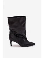 Wsuwane Botki Damskie Na Szpilce Czarne Solvienne