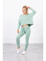 Súprava s oversize blúzkou tmavo mätovej farby Súprava s oversize blúzkou tmavo mätovej farby