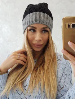 Fleecová čiapka Bibiana K264 tmavo šedá + čierna