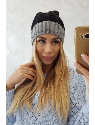 Fleecová čiapka Bibiana K264 tmavo šedá + čierna