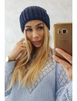 Čiapka s rolovaním Magda K293 navy blue